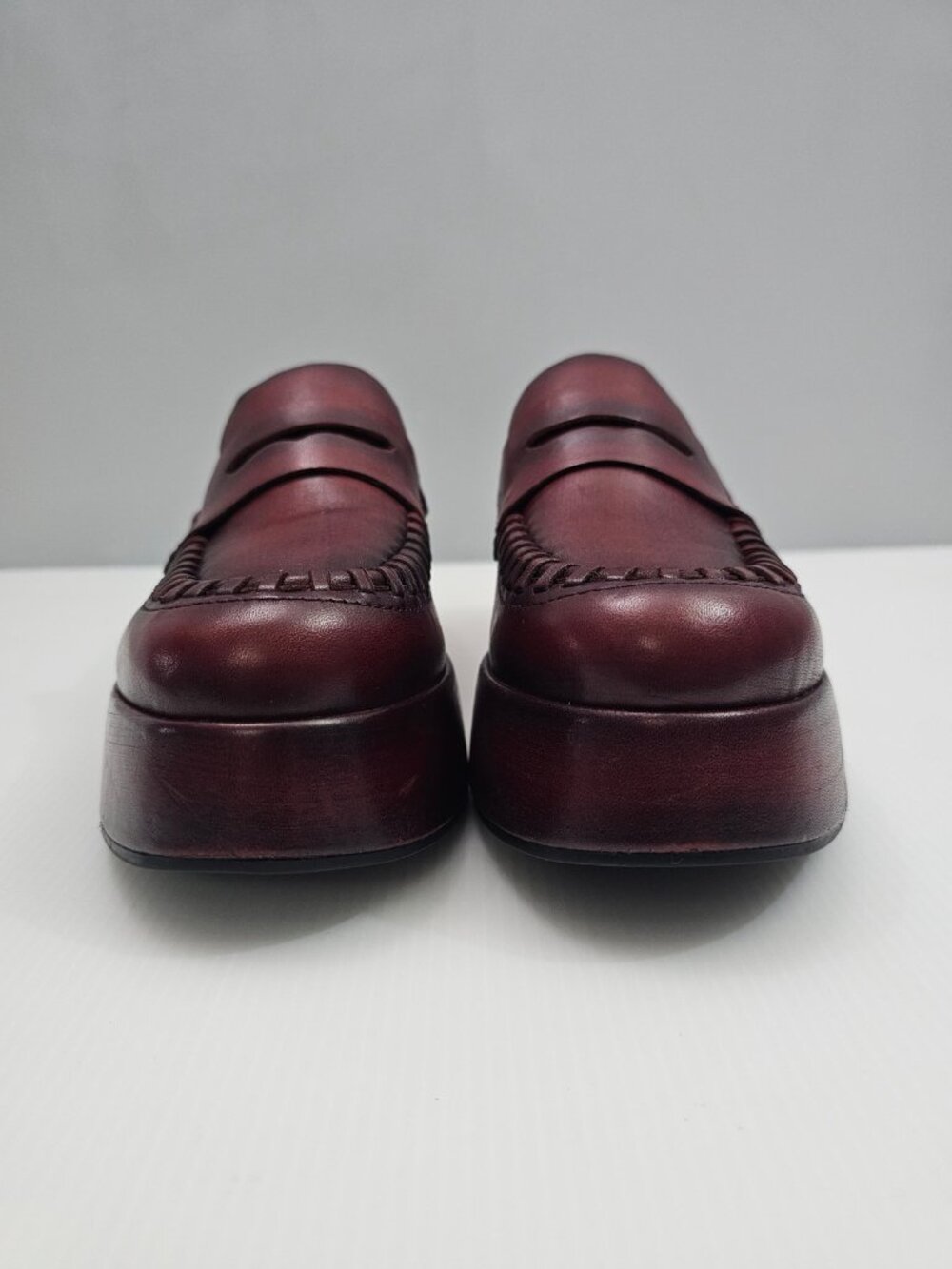 Kork Ease Pixie Platform Penny Loafer Womens 9 Dark Brick Red Leather Wedge NEW - Picture 6 of 14